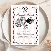 誕生日ブランチブレックファーストコーヒーボウピンクドードル 招待状