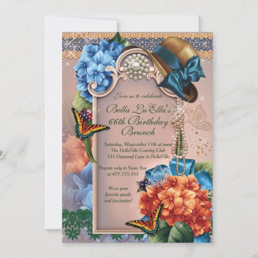 誕生日ブランチマザーズ昼食会招待状 招待状 (正面)