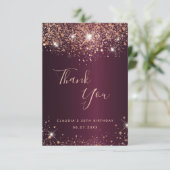 誕生日ブルゴーニュバラ金ゴールド名サンキューカード サンキューカード (スタンド正面)