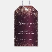 誕生日ブルゴーニュバラ金ゴールド感謝していグリッターyou ギフトタグ (正面)
