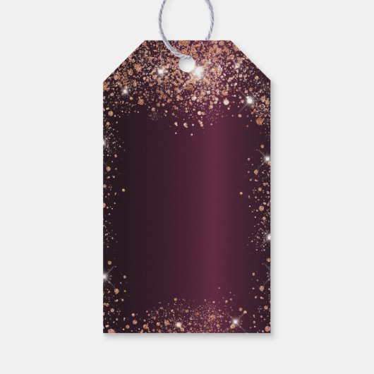 誕生日ブルゴーニュバラ金ゴールド感謝していグリッターyou ギフトタグ (裏面)