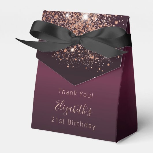 誕生日ブルゴーニュバラ金ゴールド感謝してい名前 フェイバーボックス (正面サイド)