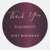 誕生日ブルゴーニュバラ金ゴールド感謝してい名前 ラウンドシール (正面)