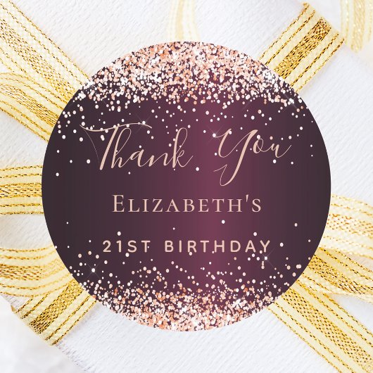 誕生日ブルゴーニュバラ金ゴールド感謝してい紙吹雪ユー ラウンドシール