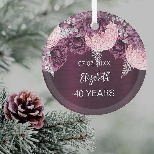 誕生日ブルゴーニュピンクの花の名前 ガラスオーナメント