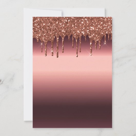 誕生日ブルゴーニュ花模様グリッター幾何学 招待状 (裏面)