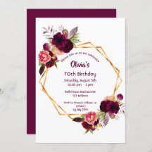 誕生日ブルゴーニュ花模様金ゴールド幾何学