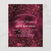 誕生日ブルゴーニュ金ゴールドの予算招待状 チラシ (正面)