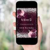 誕生日ブルゴーニュ銀色の花へようこそ ポスター