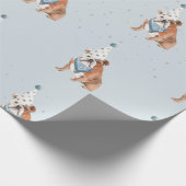 誕生日ブルドッグパーティーハット ラッピングペーパー (角)