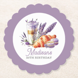 誕生日ブルンチウォーターカラーマカロンとクロワッサン ペーパーコースター