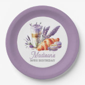 誕生日ブルンチウォーターカラーマカロンとクロワッサン ペーパープレート (正面)