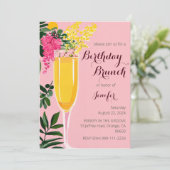 誕生日ブルンチミモサ水カラー招待状 招待状 (スタンド正面)