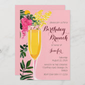 誕生日ブルンチミモサ水カラー招待状 招待状 (正面/裏面)