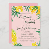 誕生日ブルンチミモサ水カラー招待状 招待状 (正面/裏面)