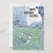 誕生日ブルーウォーターカラーガーデンベンチ (正面)