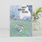 誕生日ブルーウォーターカラーガーデンベンチ (スタンド正面)