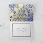 誕生日ブルーキルト針カード カード (内部)