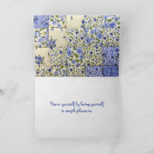 誕生日ブルーキルト針付き カード (内部)