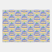 誕生日ブルーケーキ1 ラッピングペーパーシート (正面3)