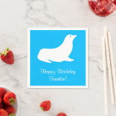 誕生日ブルーシーライオン4フランキー（名前） スタンダードカクテルナプキン (インサイチュ)