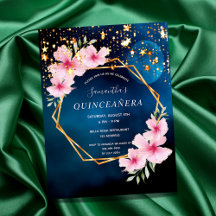 誕生日ブルースカイムーンスターピンク花模様