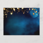 誕生日ブルースカイムーンスターピンク花模様 ポストカード (裏面)