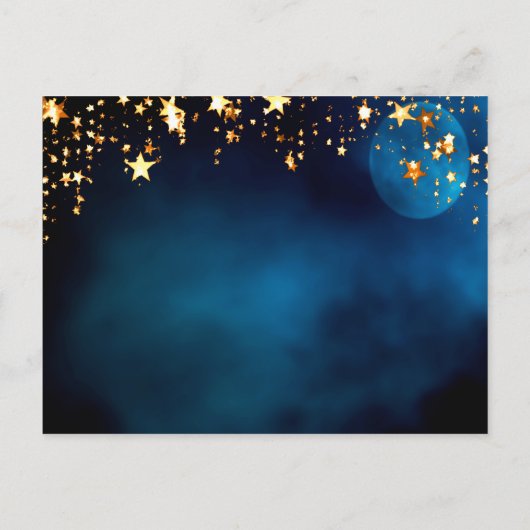 誕生日ブルースカイムーンスターピンク花模様 ポストカード (裏面)