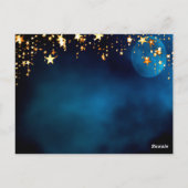 誕生日ブルースカイムーンスターピンク花模様 ポストカード (裏面)