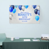 誕生日ブルーバルーンのバナー 横断幕 (トレードショー)