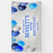 誕生日ブルーバルーンのバナー 横断幕 (縦)