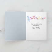 誕生日ブルーバードアメリカ国旗で歌う カード (内部)