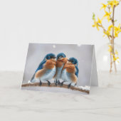 誕生日ブルーバードオンザウィンターブランチ カード (黄色い花)