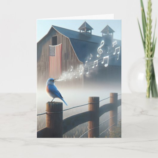 誕生日ブルーバードモーニングミストで歌う カード (正面)