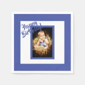 誕生日ブルーフォトボーイ スタンダードカクテルナプキン (正面)