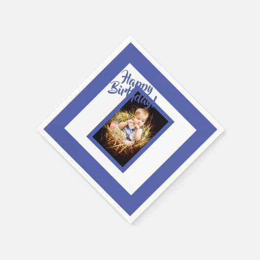 誕生日ブルーフォトボーイ スタンダードカクテルナプキン (角)