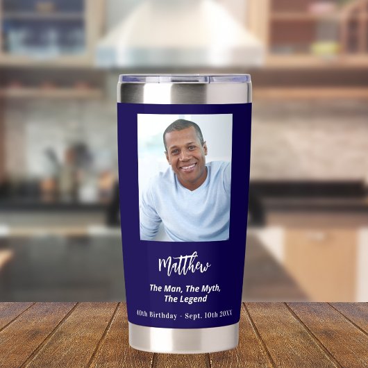 誕生日ブルーフォトマン神話の伝説 保温保冷タンブラー