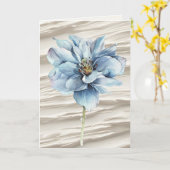 誕生日ブルーフラワーオンアイボリー抽象芸術 カード (黄色い花)