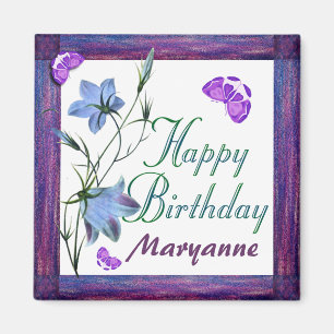 誕生日ブルーベルと蝶の磁石 マグネット
