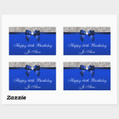 誕生日ブルーボウシルバーシークイン 長方形シール (シート)