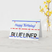 誕生日ブルーライナーホッケーグリーティングカード カード (黄色い花)