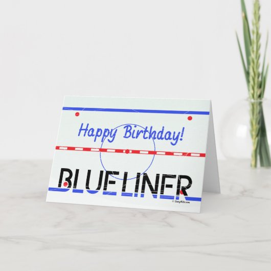 誕生日ブルーライナーホッケーグリーティングカード カード (正面)
