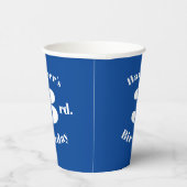 誕生日ブルー白名前をカスタムすると数字 紙コップ (右)