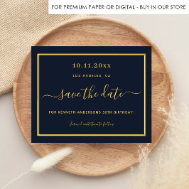 誕生日ブルー金ゴールド予算の保存日 チラシ