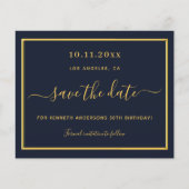 誕生日ブルー金ゴールド予算の保存日 チラシ (正面)