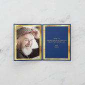 誕生日ブルー金ゴールド紙吹雪写真 サンキューカード (内部)