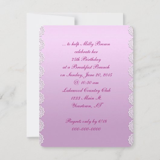 誕生日ブレックファーストブランチ招待状 招待状 (裏面)