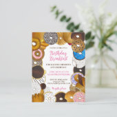 誕生日ブレックファーストブルンチドーナツドーナツジャンクフード インビテーションポストカード (スタンド正面)