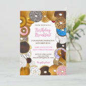 誕生日ブレックファーストブルンチドーナツドーナツジャンクフード 招待状 (スタンド正面)