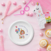 誕生日ブレンハイムカヴァリエキングチャールズスパニエル犬  ペーパープレート (パーティー)